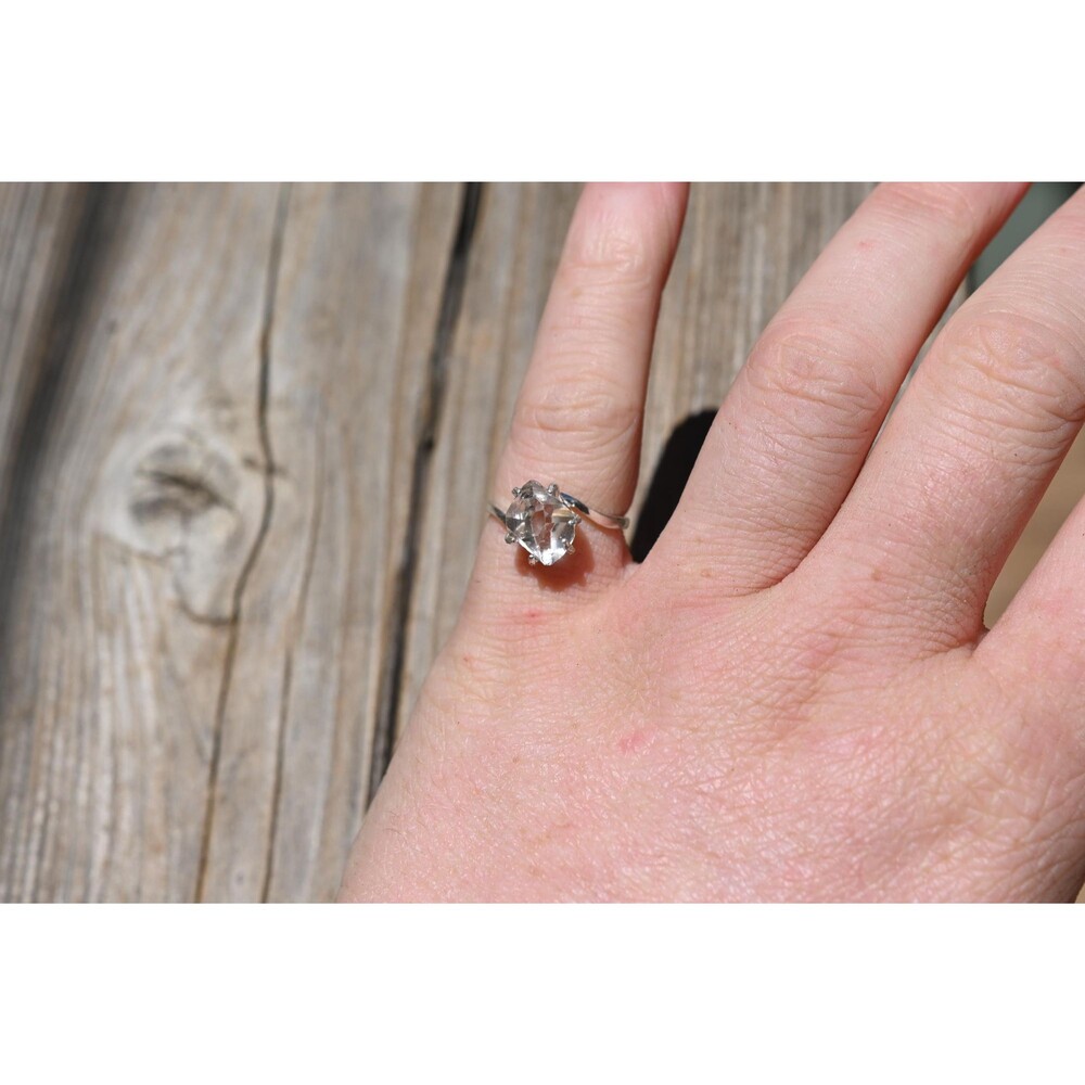Herkimer Diamond Ring Rustic dainty unique alternative simple boho minimalist na